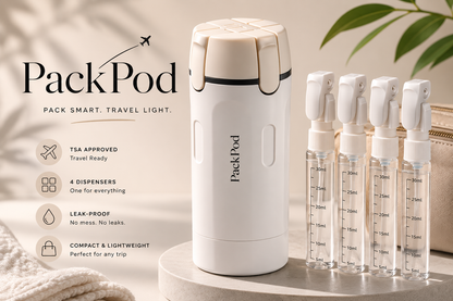 PackPod™-travel bottle for lotion, soap, etc